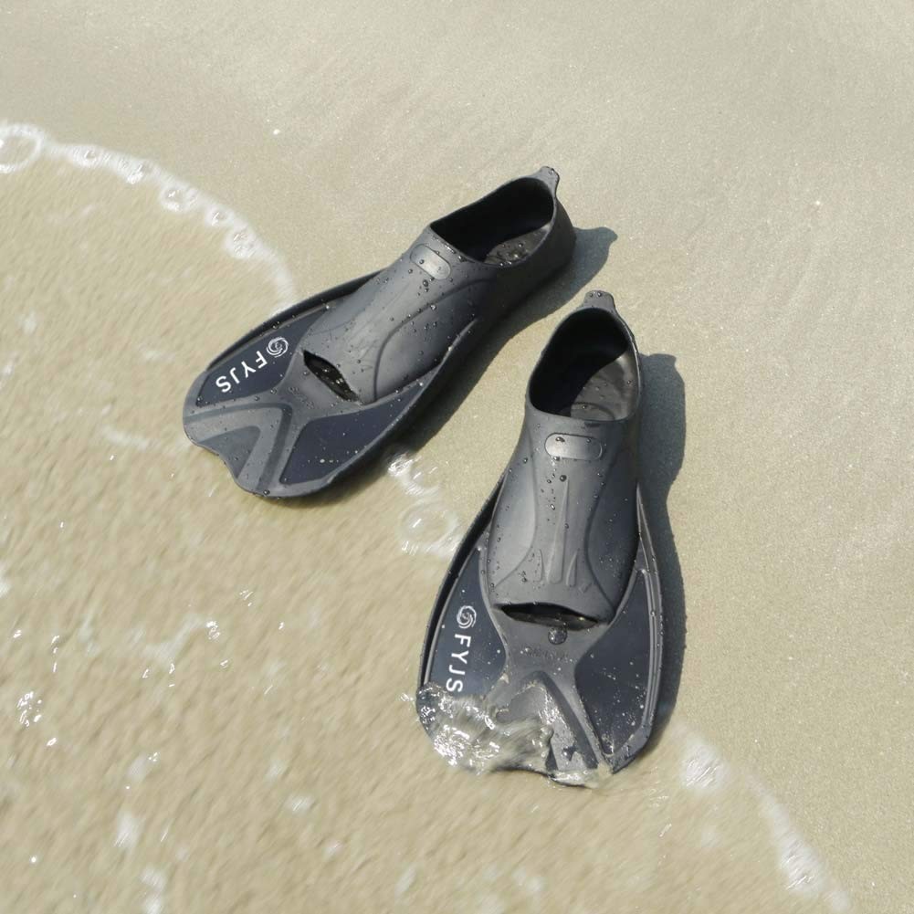 FYJS Short Swim Fins with Comfortable Full Foot Pocket X-Large, Black