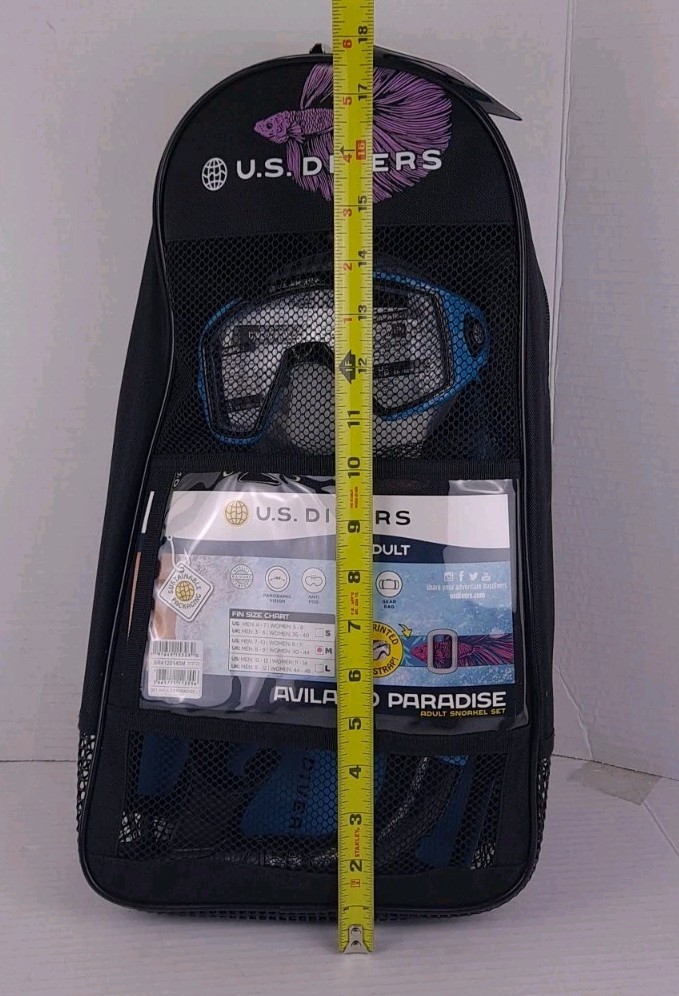 U.S. Divers Avila 2.0 Paradise Adult Snorkel Set Betta Black Blue Size Medium