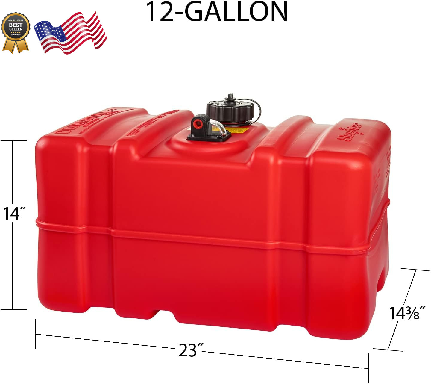 Marine Boat Fuel Tank Gas Can Storage Tall Profile Container Portable 12 Gallon