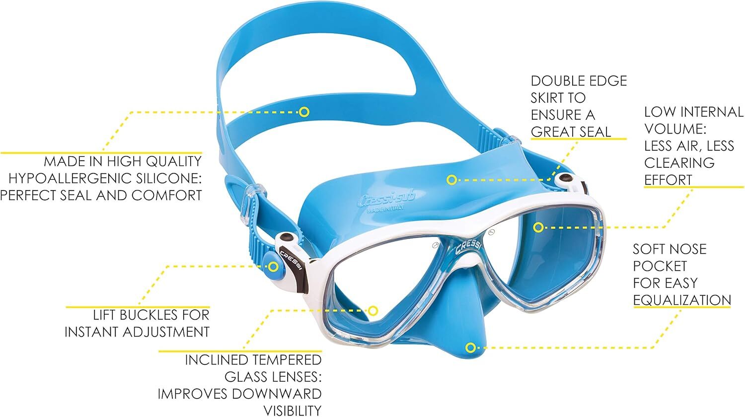 Cressi Marea Mask – Dual Lens Anti-Fog Dive Mask for Snorkeling and Scuba