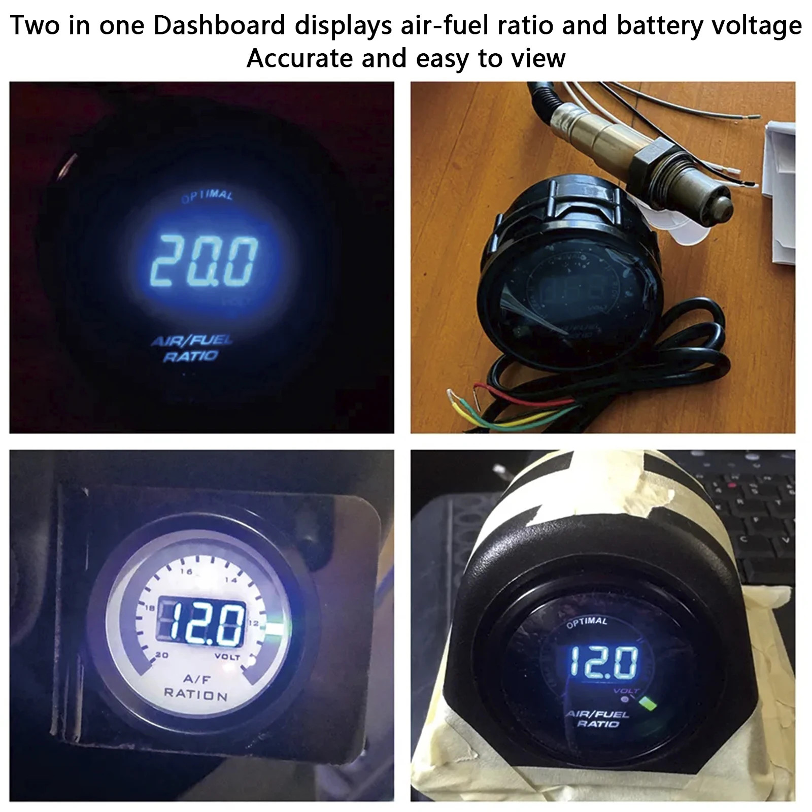 Universal 12V Air Fuel Ratio Gauge Ultra-Thin Round S-Serie LED Digital Display