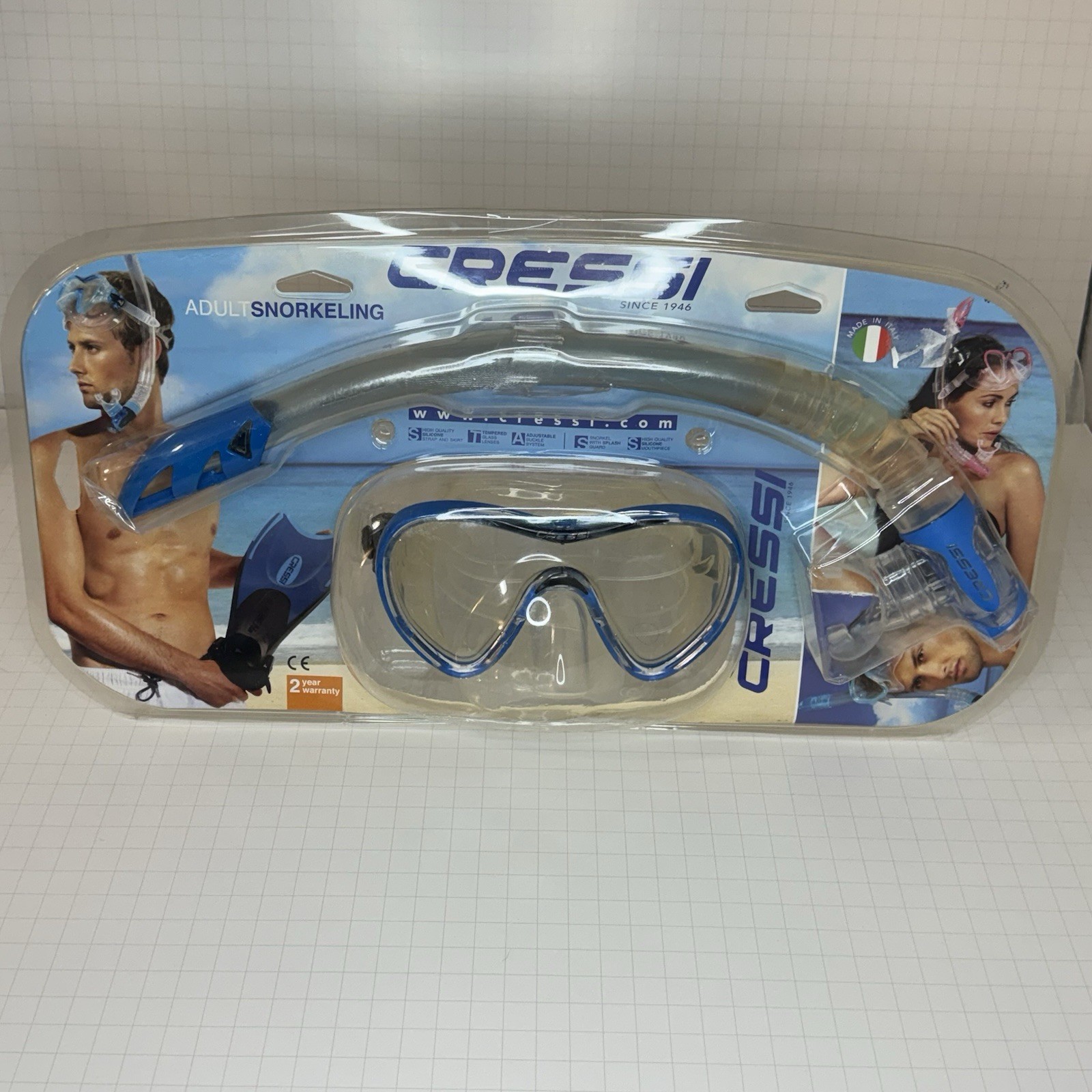 Cressi Snorkel And Mask. High Quality Silicone. Tempered Glass. Original pac