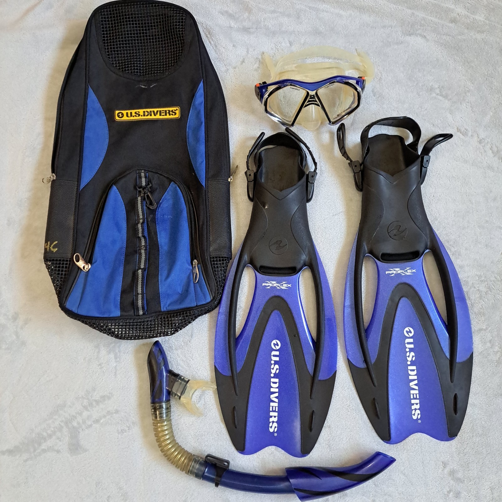 Diving Snorkel Set, U.S. Divers Travel Kit Size S 4-7 Proflex Fins, Mask