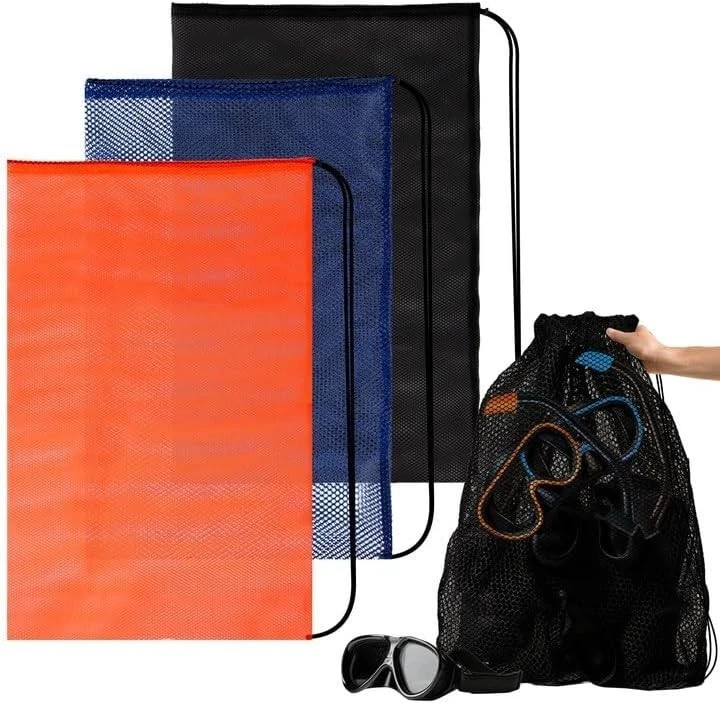 3PCS Mesh Bag – Drawstring Dive Bag Snorkel Dive Backpack for Swimming Gear, Div