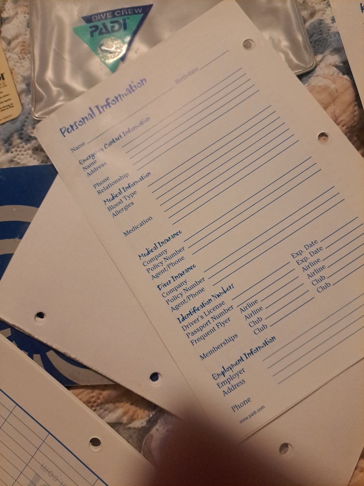 PADI The Wheel & Table Recreational Scuba Dive Planners & Instruction Booklet