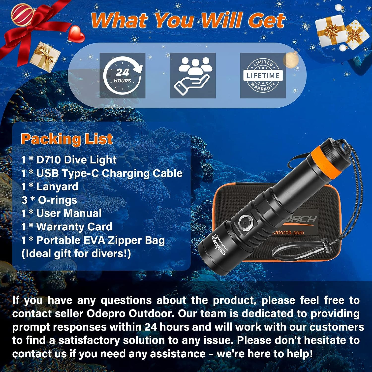 ORCATORCH D710 Scuba Diving Light, 3000 Lumens Super Bright Underwater Flashligh