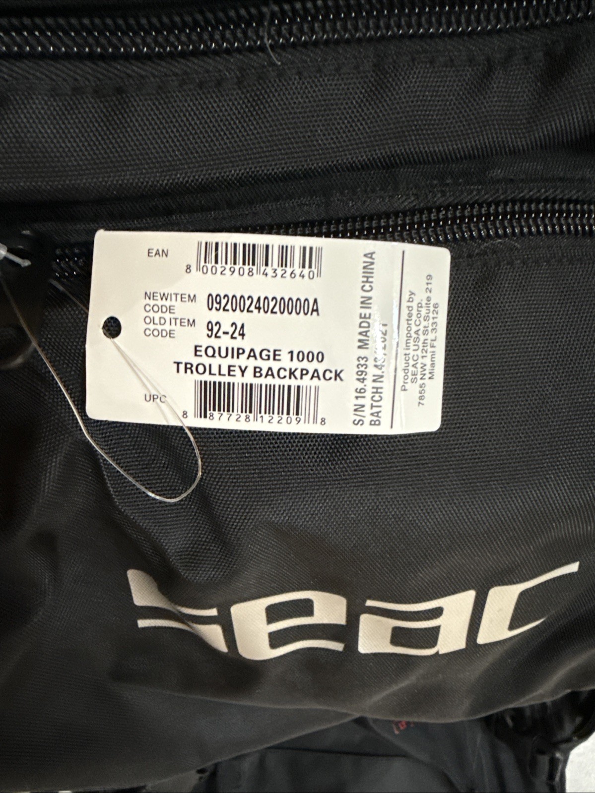 SEAC Equipage 1000, Roller Backpack Bag for Scuba Diving Equipment, 140 lt, 30″