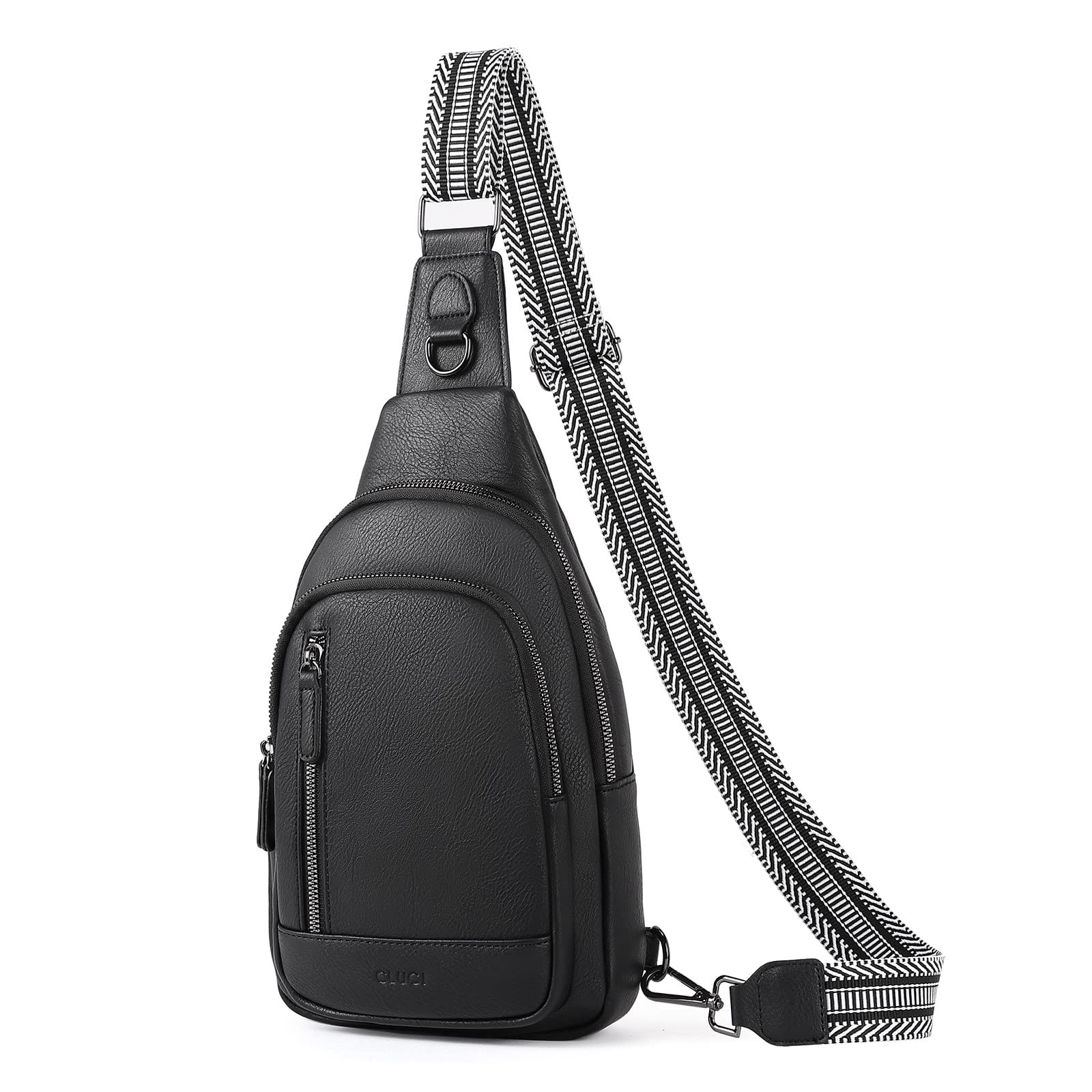 CLUCI Crossbody Bags for Women Men,Leather Sling Bag One Size, 0-2 Black