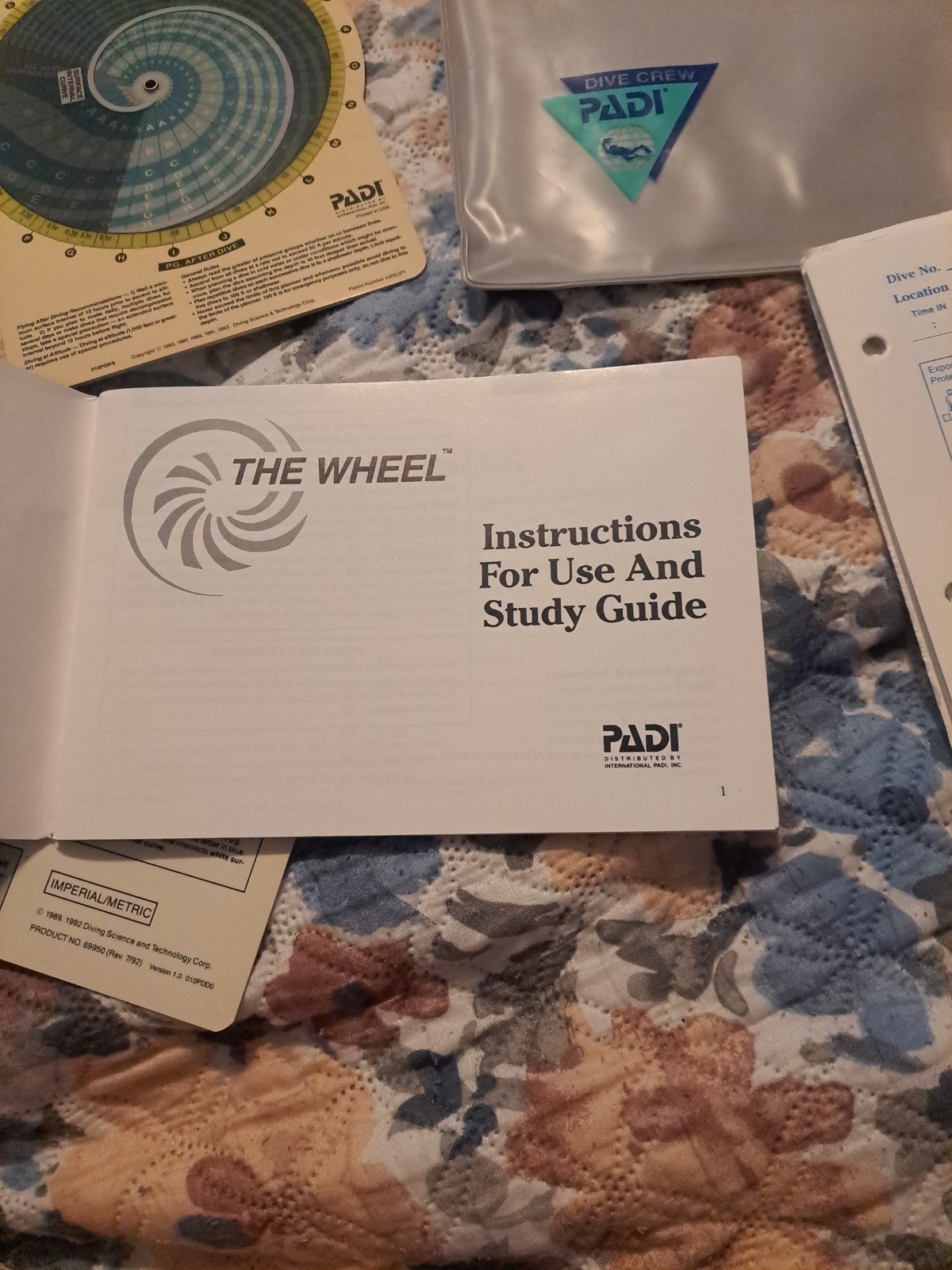 PADI The Wheel & Table Recreational Scuba Dive Planners & Instruction Booklet