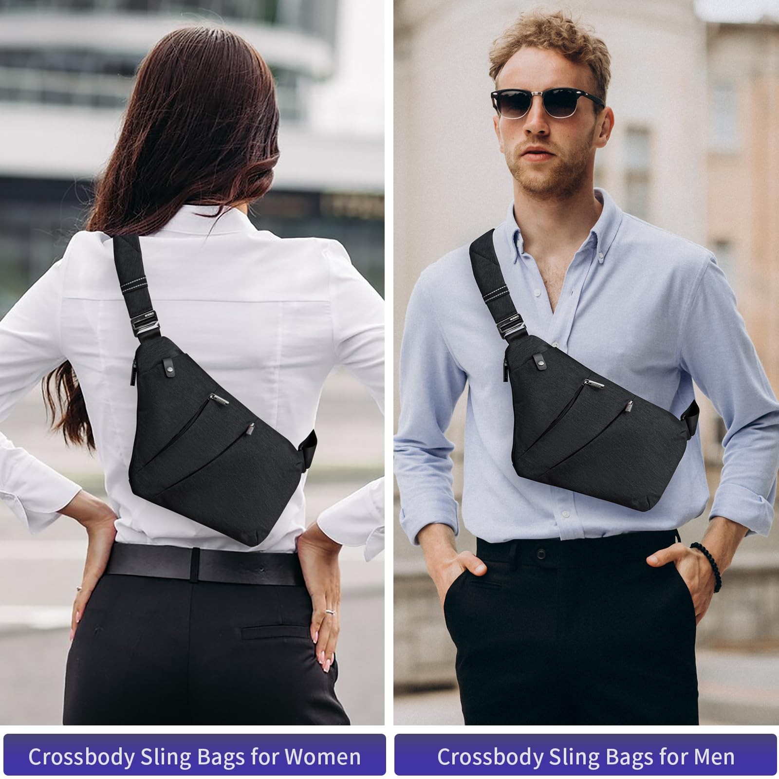 OSOCE Crossbody Sling Bag, Water-Resistant Anti Theft Chest Small, Black