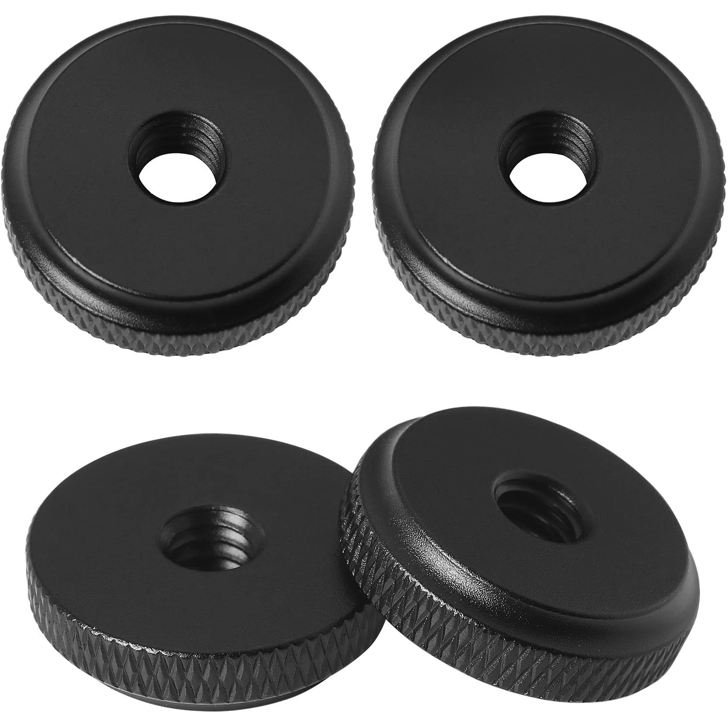 LUORNG 4PCS 1/4»Aluminum Alloy Female Thumb Wheel Lock Nut Adapter Hot Black