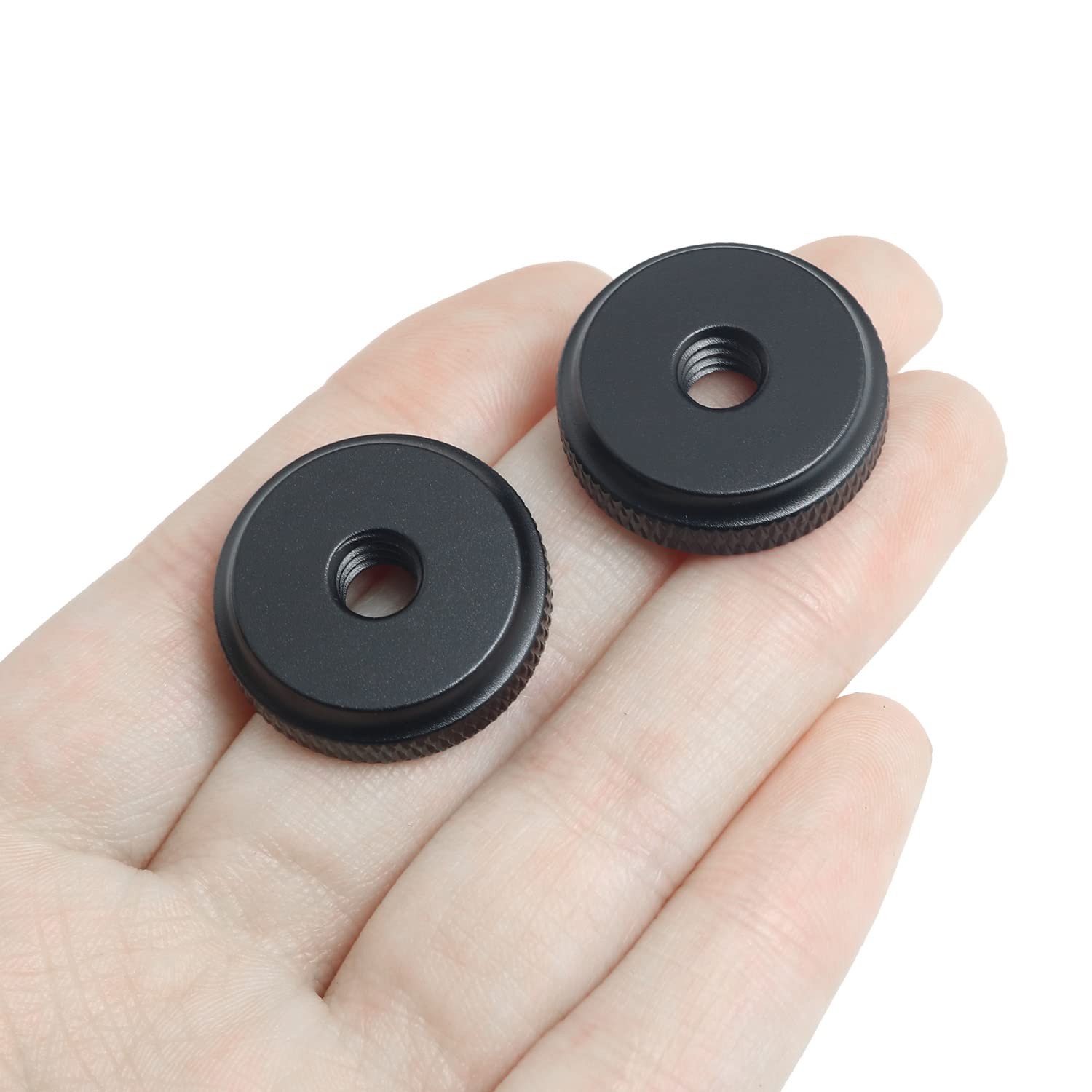 LUORNG 4PCS 1/4»Aluminum Alloy Female Thumb Wheel Lock Nut Adapter Hot Black