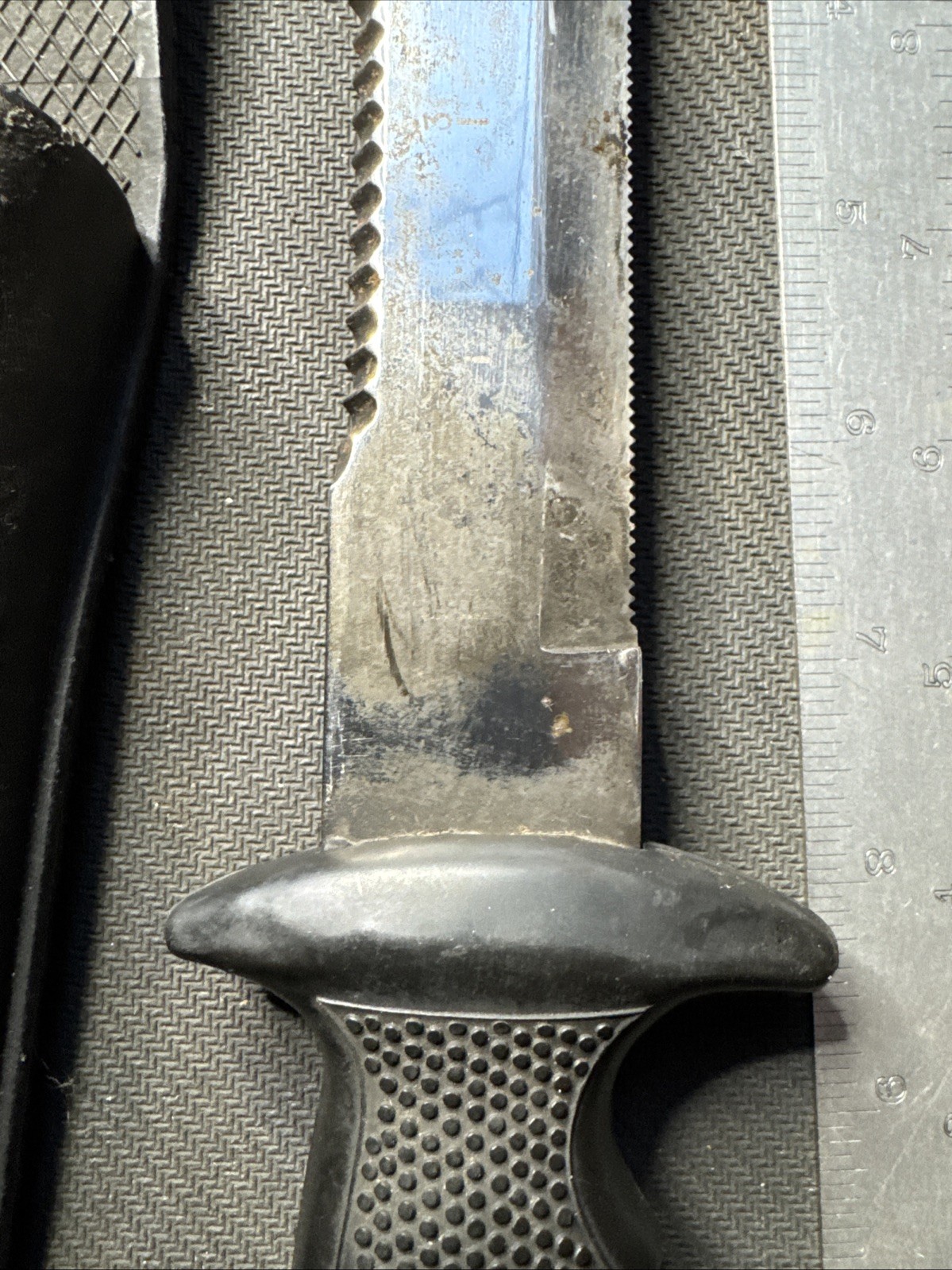TABATA Stainless Steel Japan Diving Knife w/ Sheath, Broken Tip, Melted Sheath