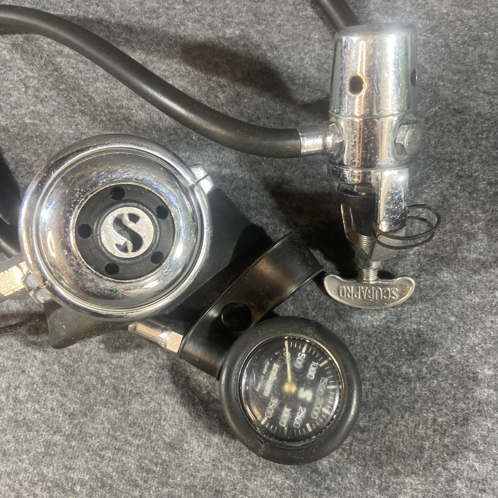 Vintage Scuba Pro Regulator Set And PSI Gauge Scuba Diving Untested