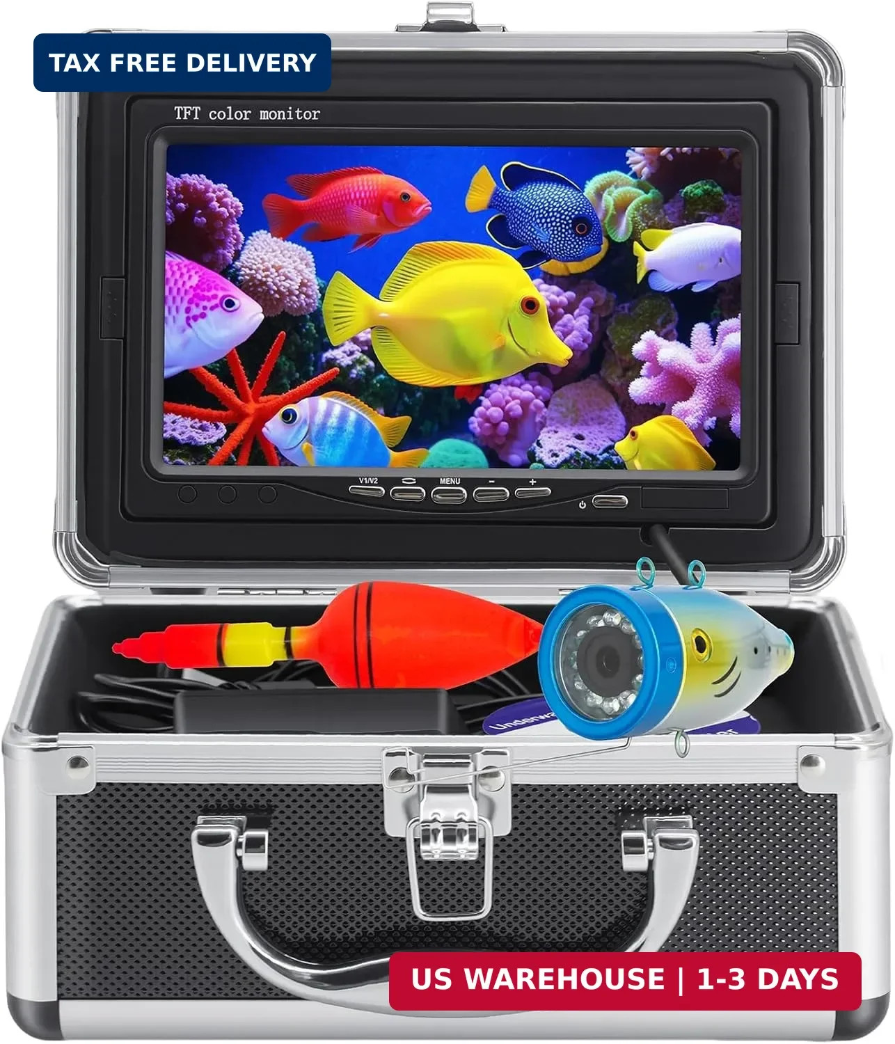 Underwater Fishing Camera, Portable Fish Finder with 7″ LCD Monitor, IP68 Waterp