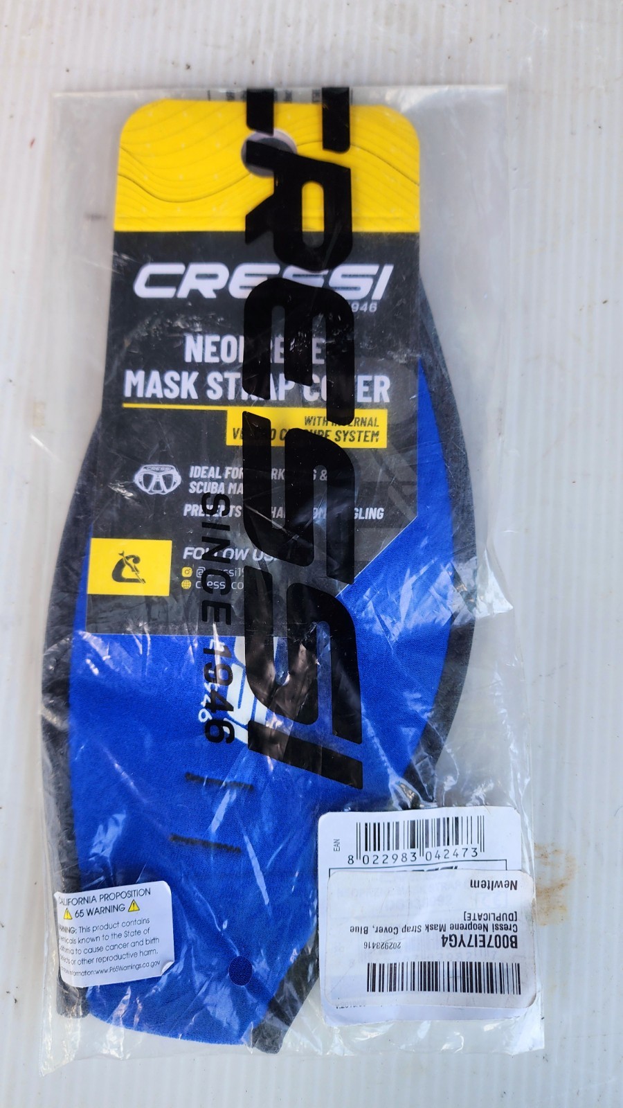 Cressi Neoprene Mask Strap Cover # DS339992 – Blue New !!
