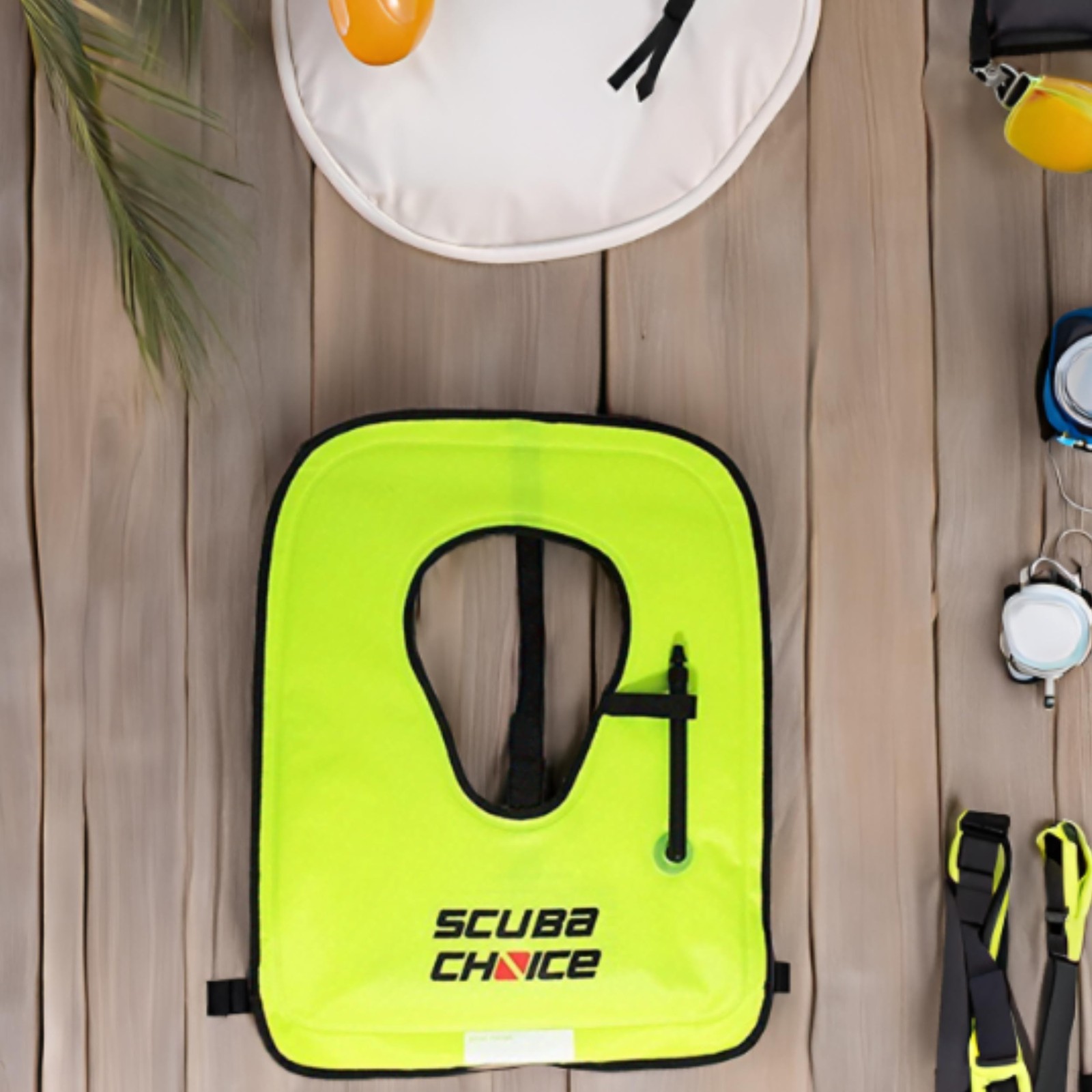 Scuba Choice Adult Neon Yellow Snorkel Vest with Name Box, Large