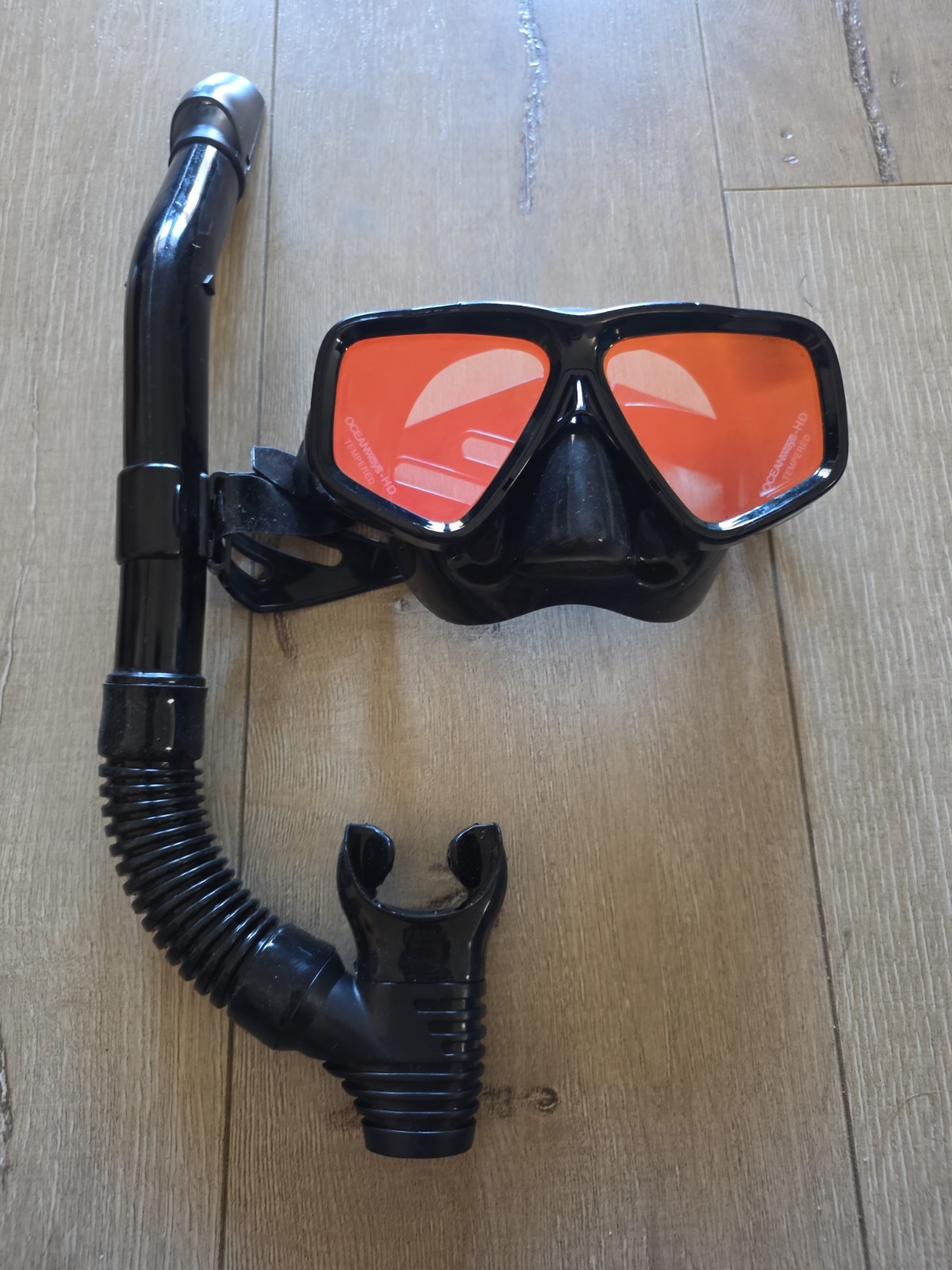 Oceanways SeeSharp HD Dive Mask Snorkel Set Black Tempered Glass Adult Scuba