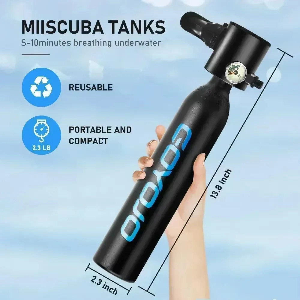 Mini Scuba Tank 0.5L with Hand Pump Portable Diving Tank for 12 Minutes Breathe