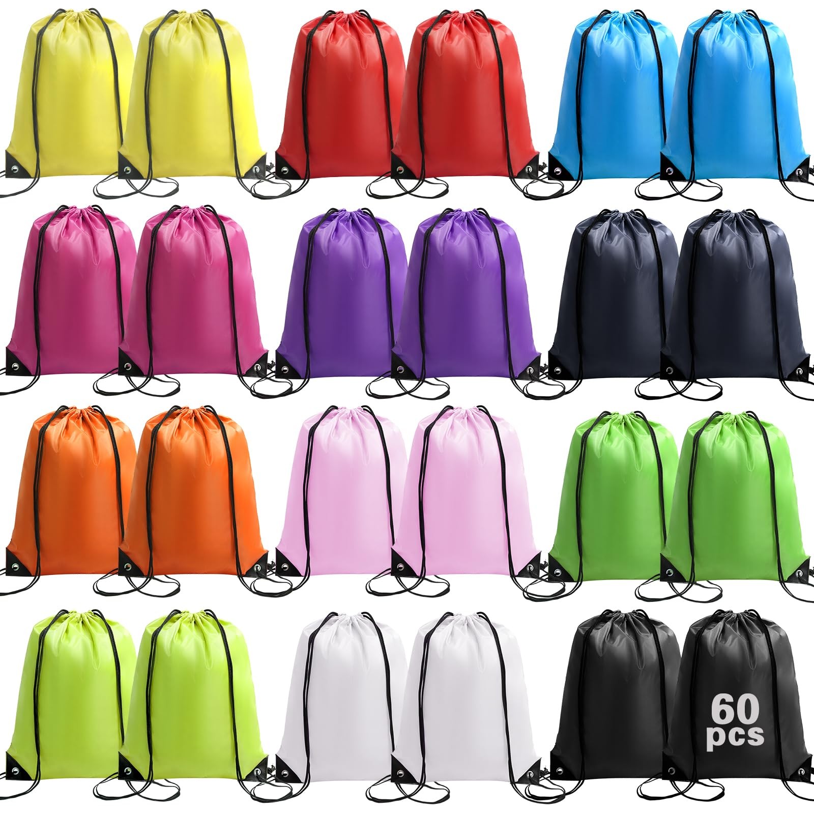 WSBArt Drawstring Backpack 60 Pcs String Bags, 60PCS, Multicolor
