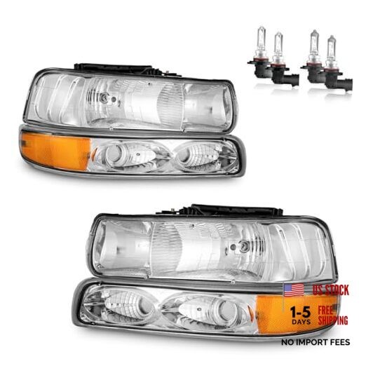 Headlights Assembly W/Bulbs OE Replacement Chrome | With High & Low Beam Bulbs