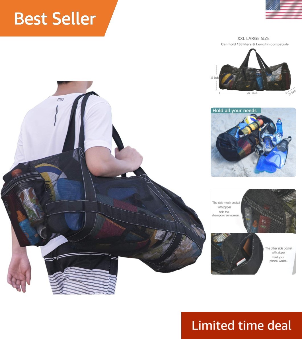 Heavy-Duty Mesh Duffle Bag for Scuba Diving & Beach Equipment – 60 lbs Capacity