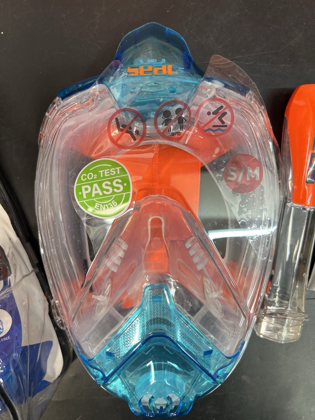 SEAC Libera Full Face Snorkel Mask S/M Aqua Orange EN136