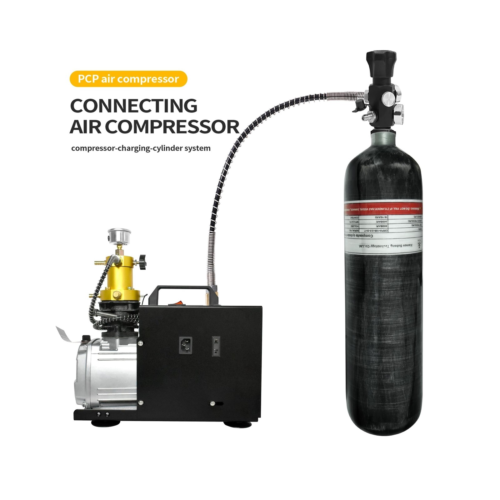 TUXING 4500Psi Carbon Fiber Scuba Tank, 3L 183Cu in High Pressure Pcp Air Tan…