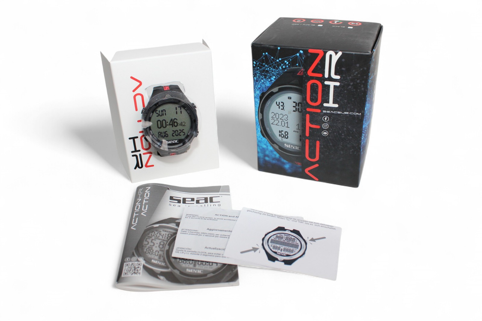 Seac Action HR Dive Computer Scuba Freediving Gauge Mode with LCD Display