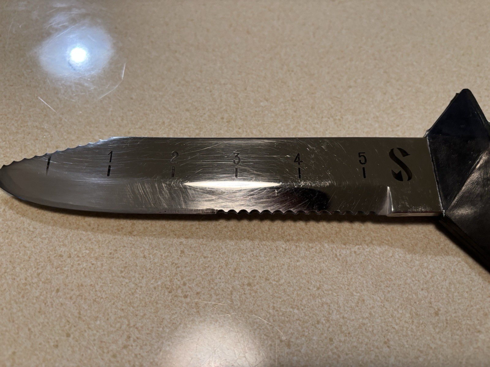 Vintage Scubapro Stainless Steel Dive Knife 7″ Blade—Made in Japan—Orig Sheath