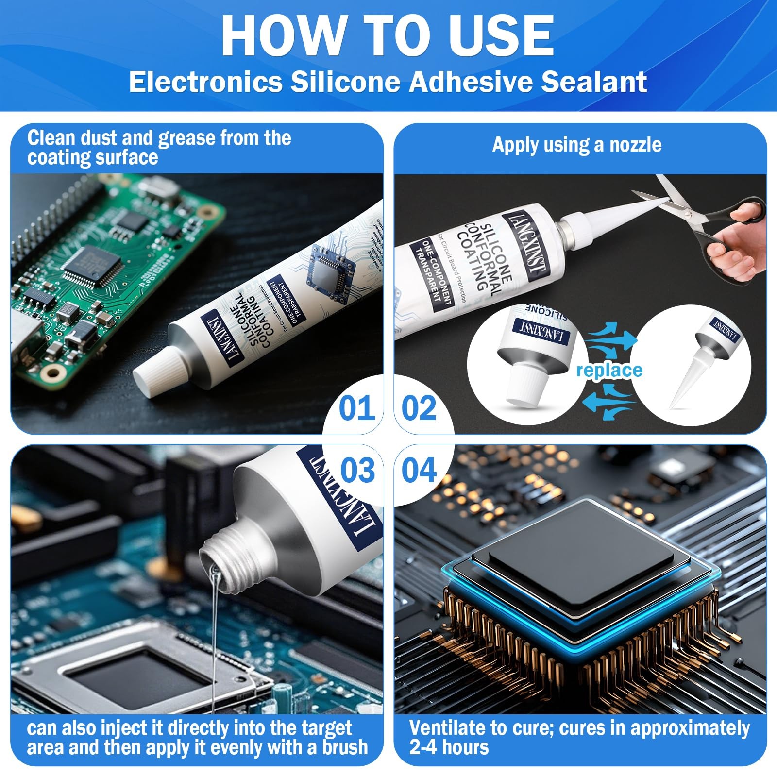 100ml Conformal Coating for Electronics, Silicone Adhesive 1 pack, Clear
