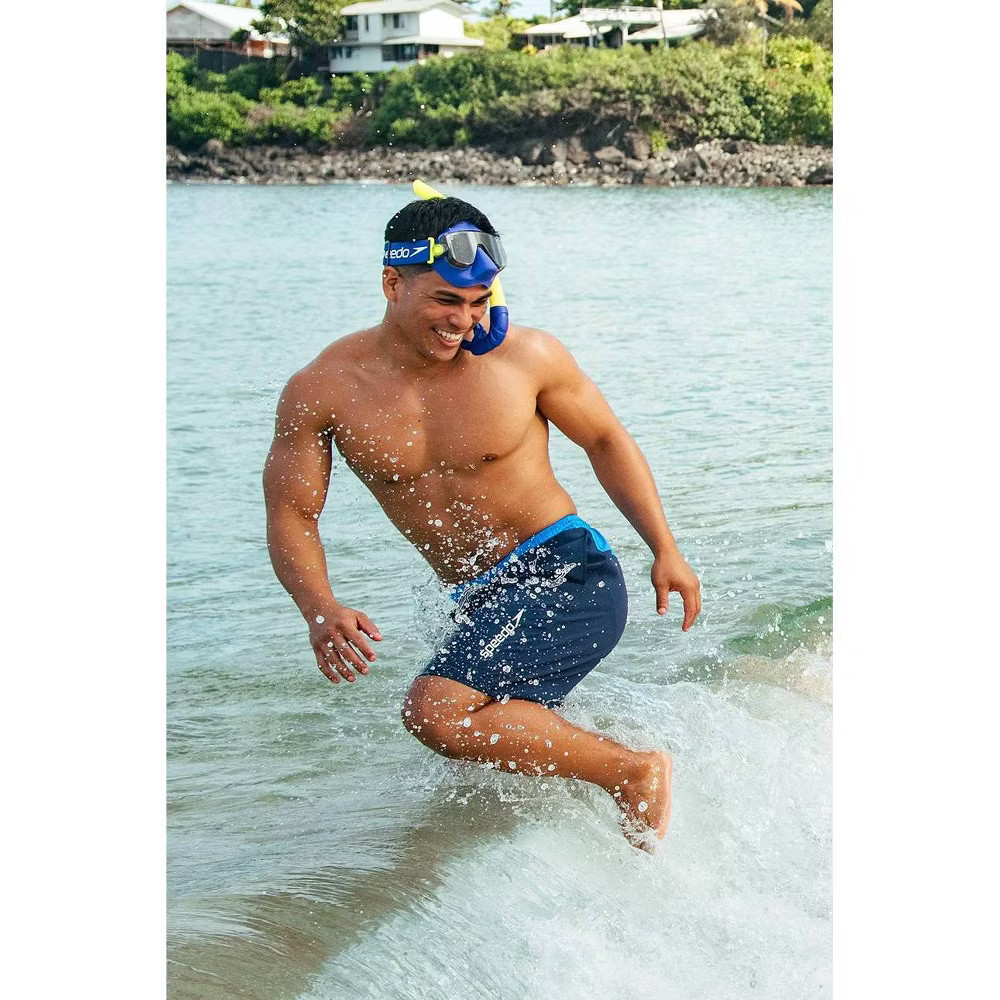 Speedo Adult Travel Mask and Snorkel Set – Navy/Yellow: Polycarbonate & Silicone