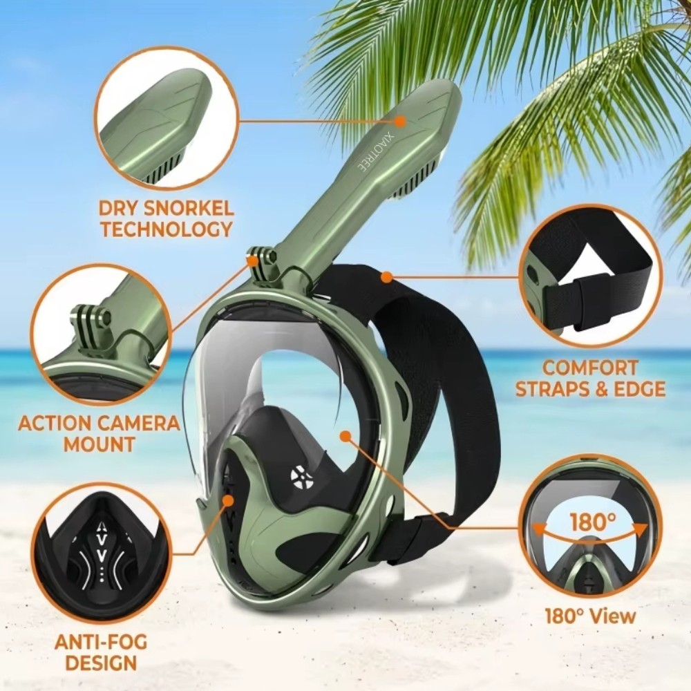 Underwater Diving Anti-Fog Full-Face Snorkeling Mask, Snorkel Breathing Mask New