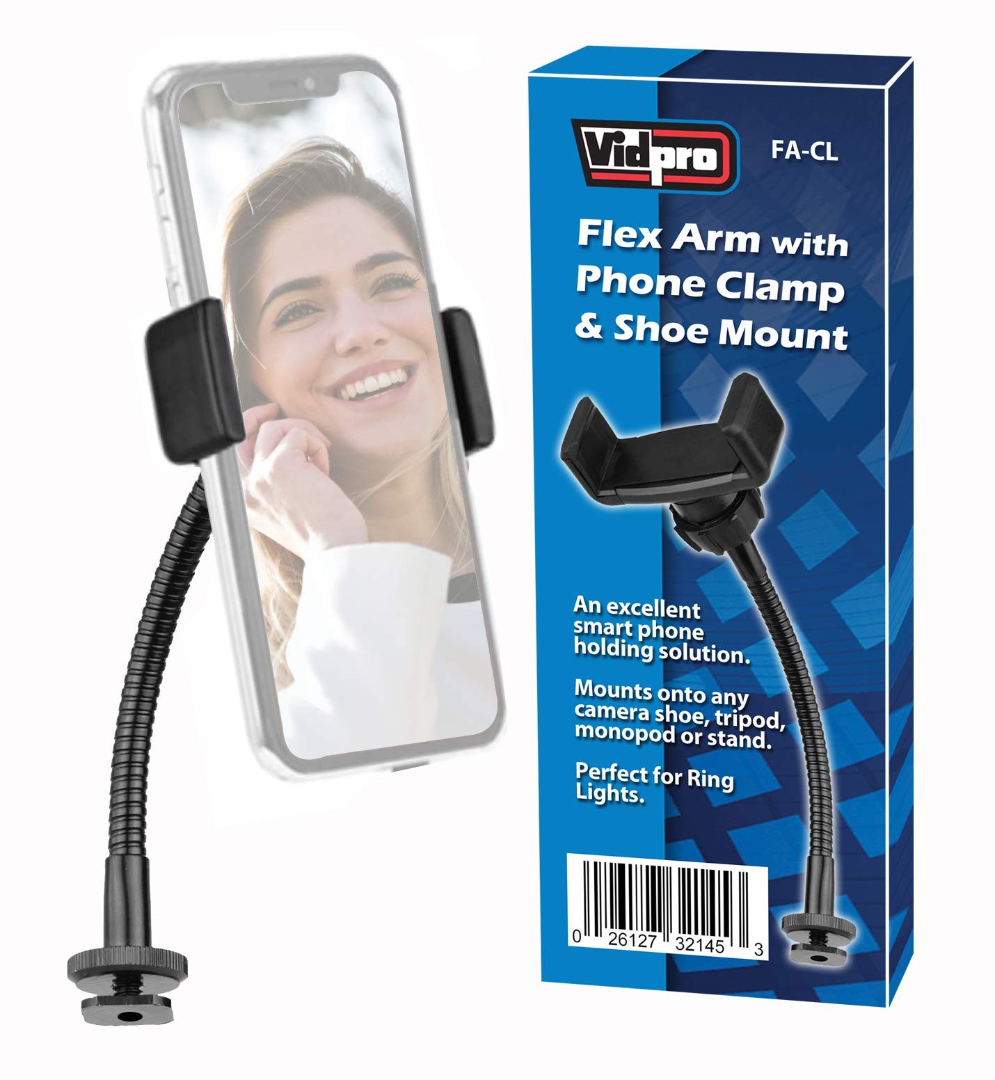 Vidpro FA-CL 6-Inch Flex Arm with Phone Clamp and Shoe Mount for Black