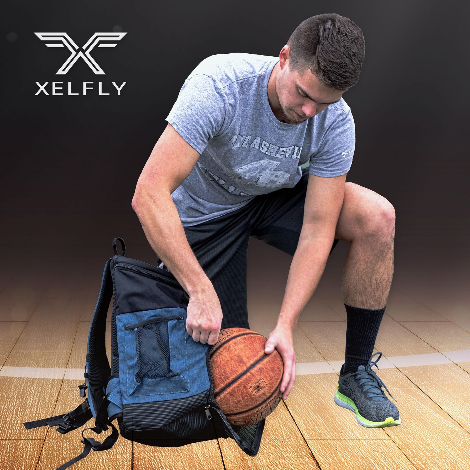 Xelfly 25L Basketball Backpack with Ball Compartment – For One Size, Black