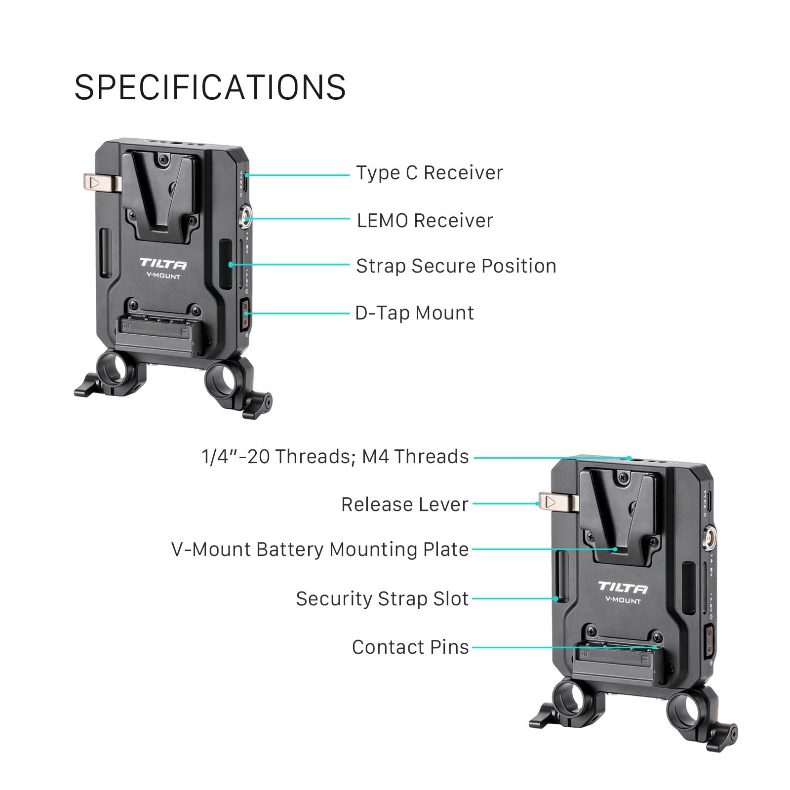 Tilta Mini PD V Mount Battery Plate – Black | 6 x 9 x 3.5 inches,