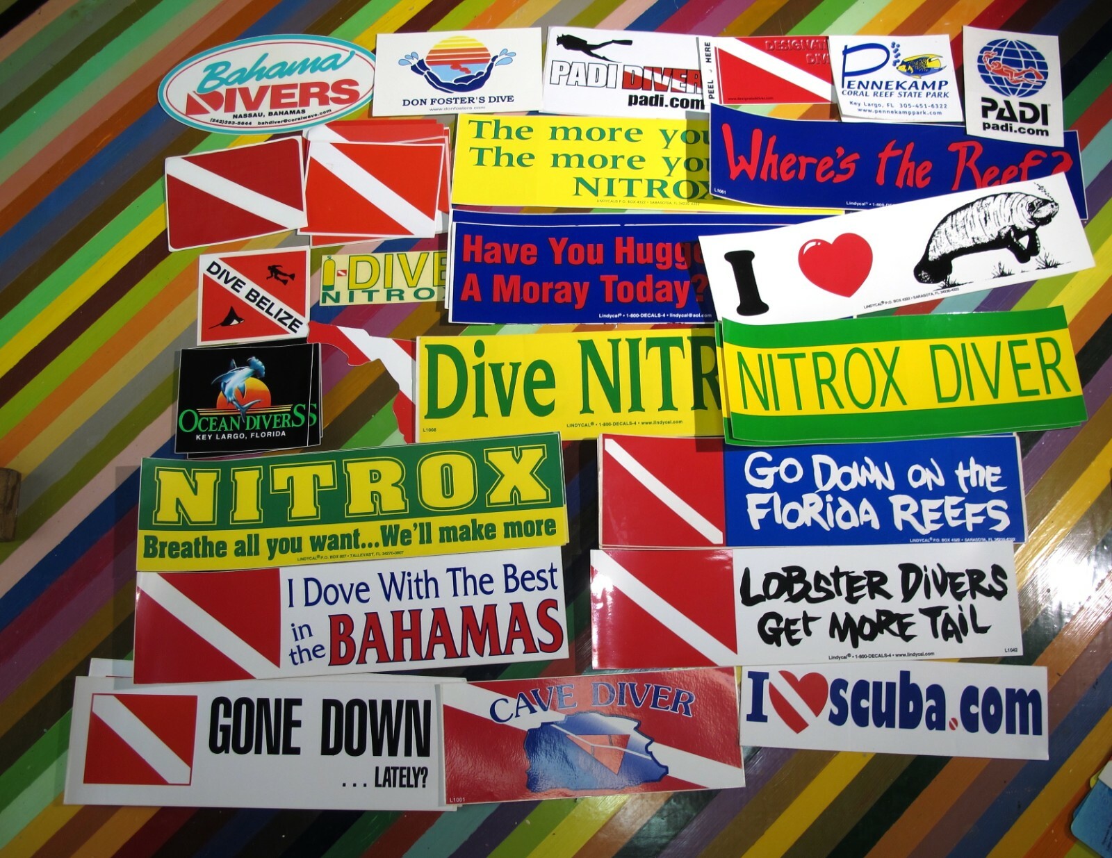 vtg 1980s 1990s Scuba Diving surf sticker or patch – PADI Cayman Keys Nitrox +