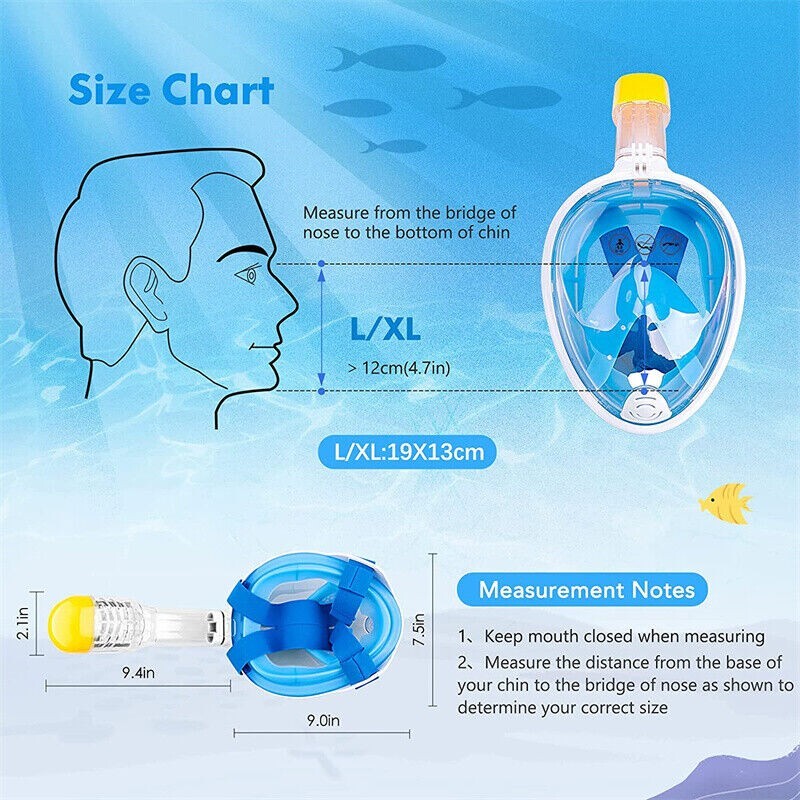 US Diving Masks Underwater Swimming Snorkel Scuba Full Face Mask For Kids Adults