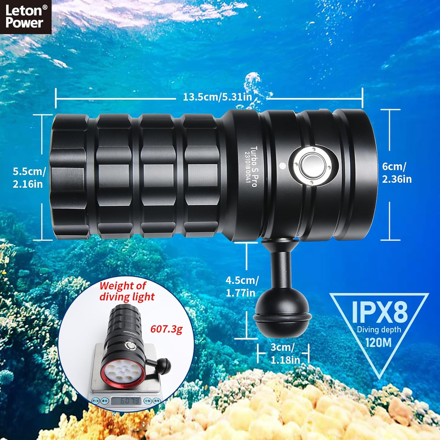 Diving Flashlight, TS Pro 25000Lumens Underwater 100M Video Light, Scuba Dive Li