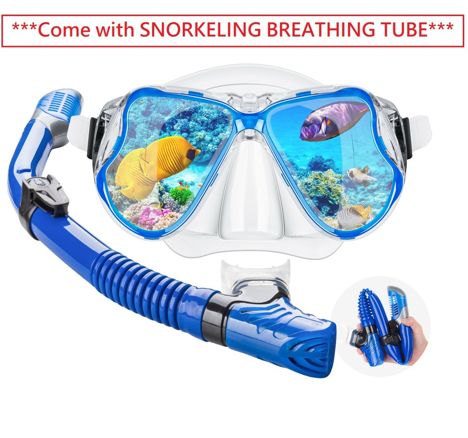 Adult Tempered Glass Diving Set Scuba Anti-Fog Goggles and Snorkeling Mask Tube