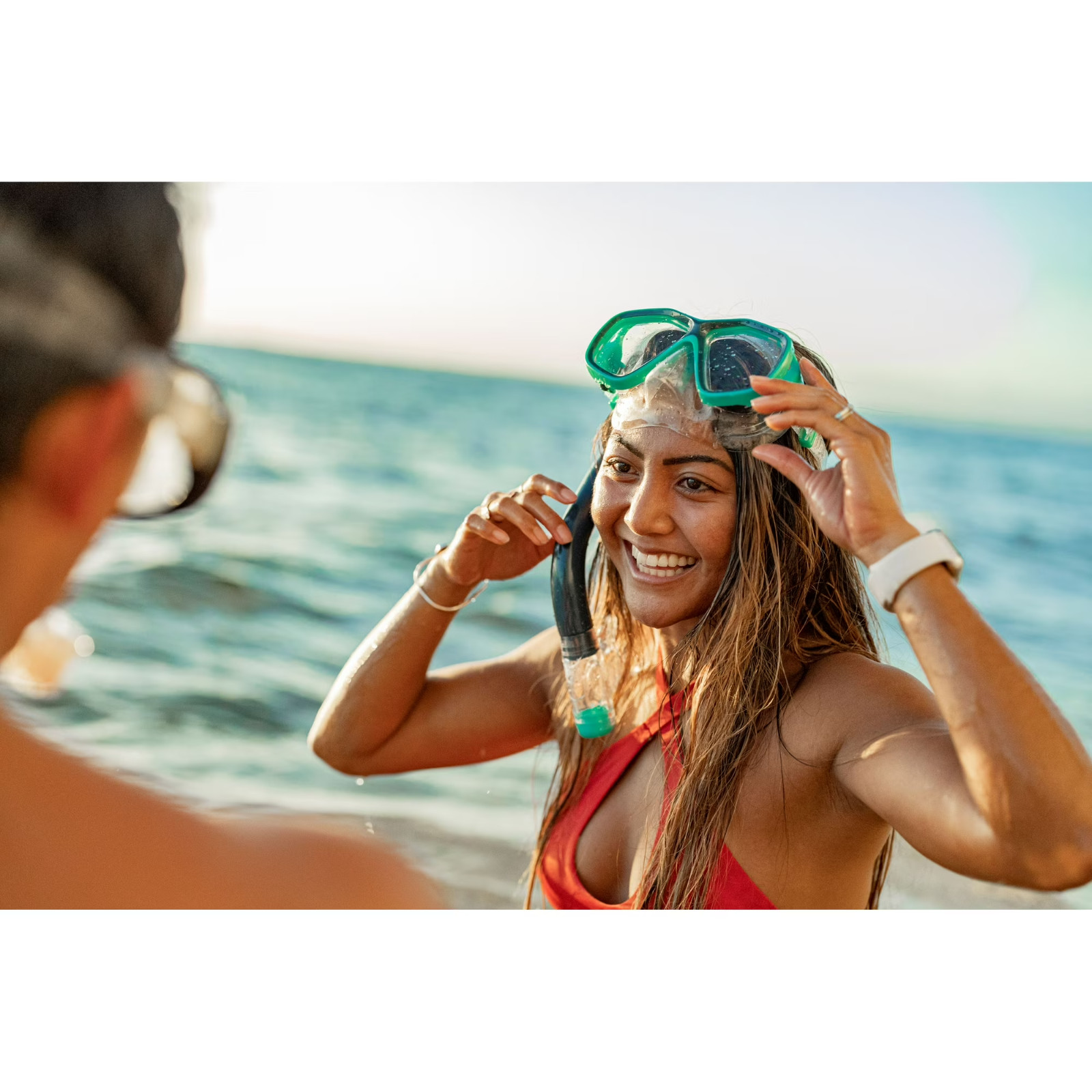 BRAND NEW U.S. Divers Playa Adult Snorkel Set Black Blue Goggles Tube Hair Easy