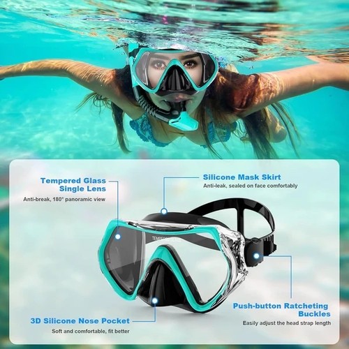 Snorkeling Gear for Adults, Snorkel Mask Adult Snorkel Set, Anti-Fog Scuba Divin