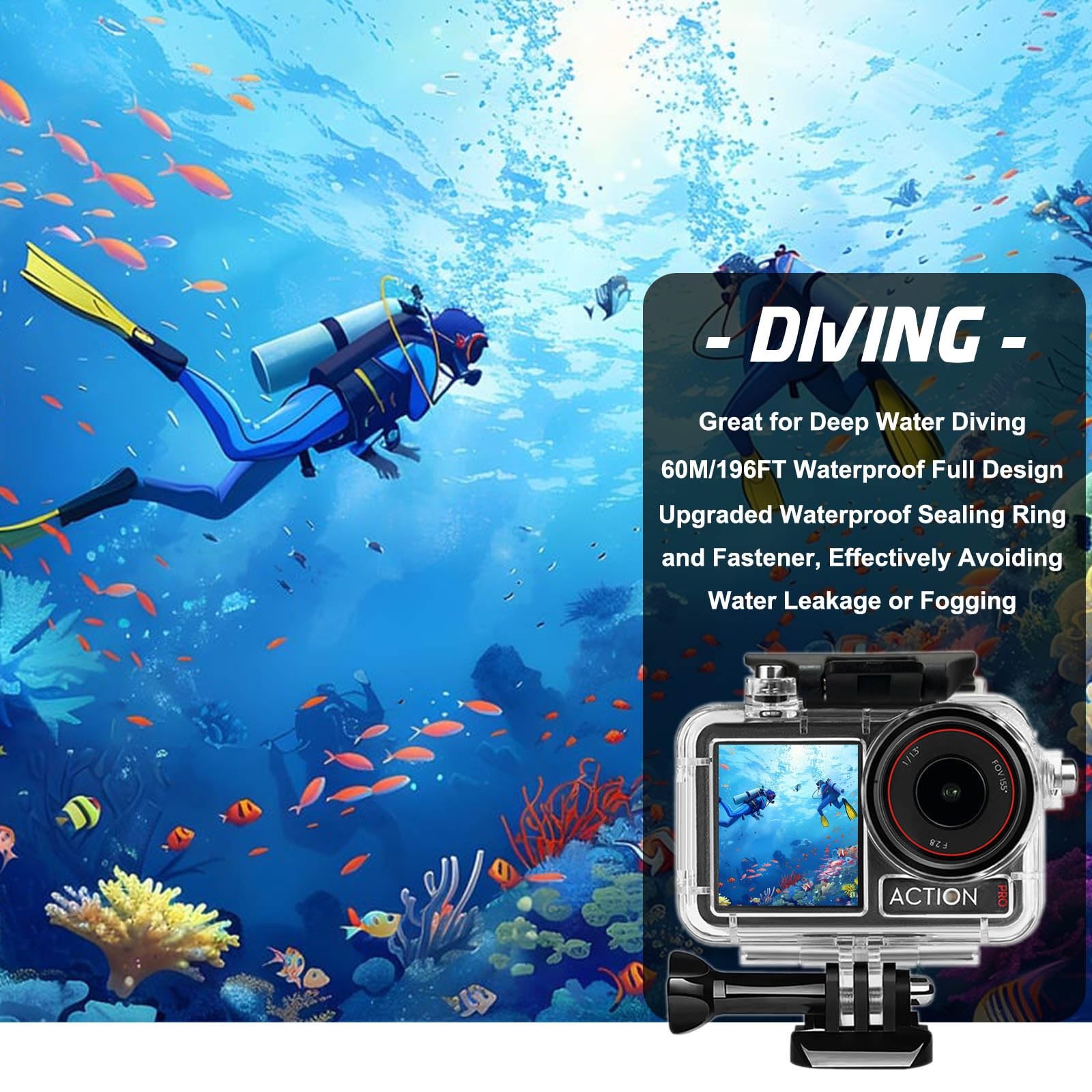 BO&DQQ Underwater Waterproof Case Compatible with DJI Osmo Action 5 Clear