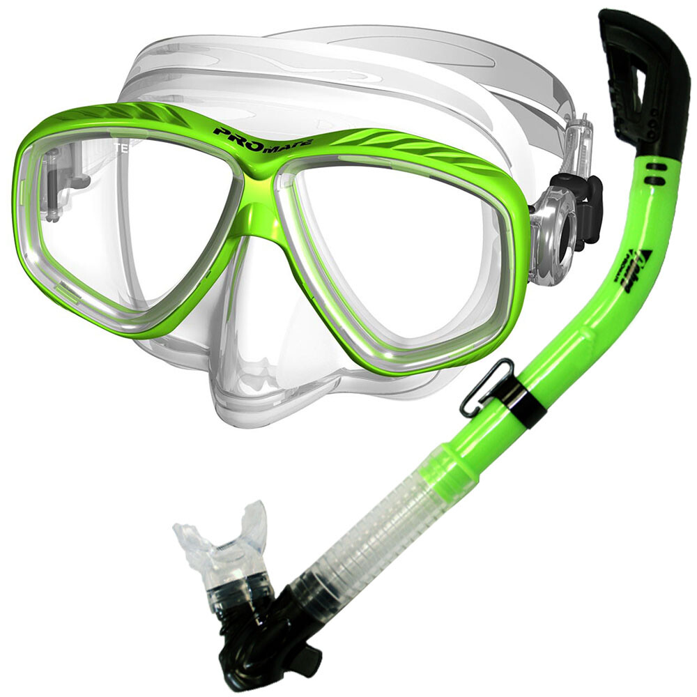 Promate Scuba Dive Snorkeling ProSlender Purge Mask Cobra Dry Snorkel Gear Set