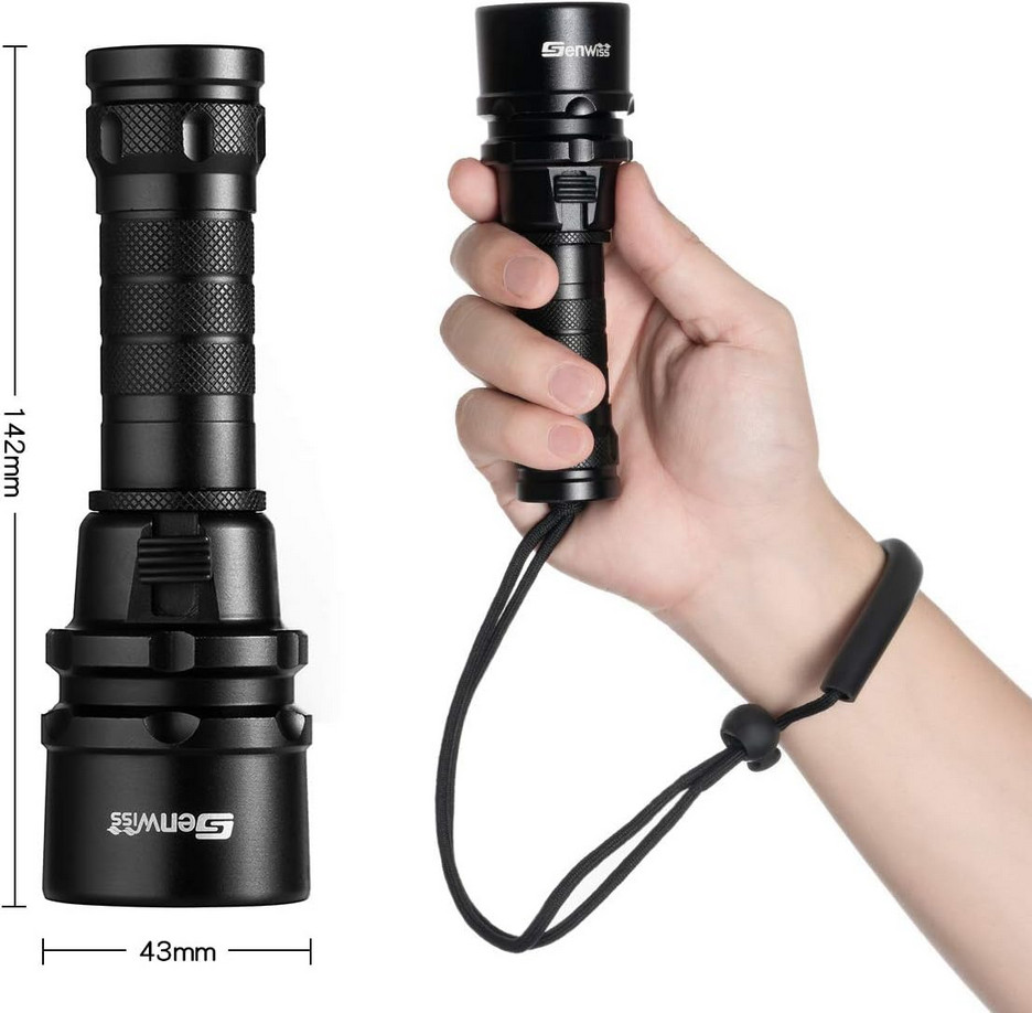 Scuba Diving Flashlight Dive Torch 2000 Lumen Waterproof Underwater XM-L2 LED…