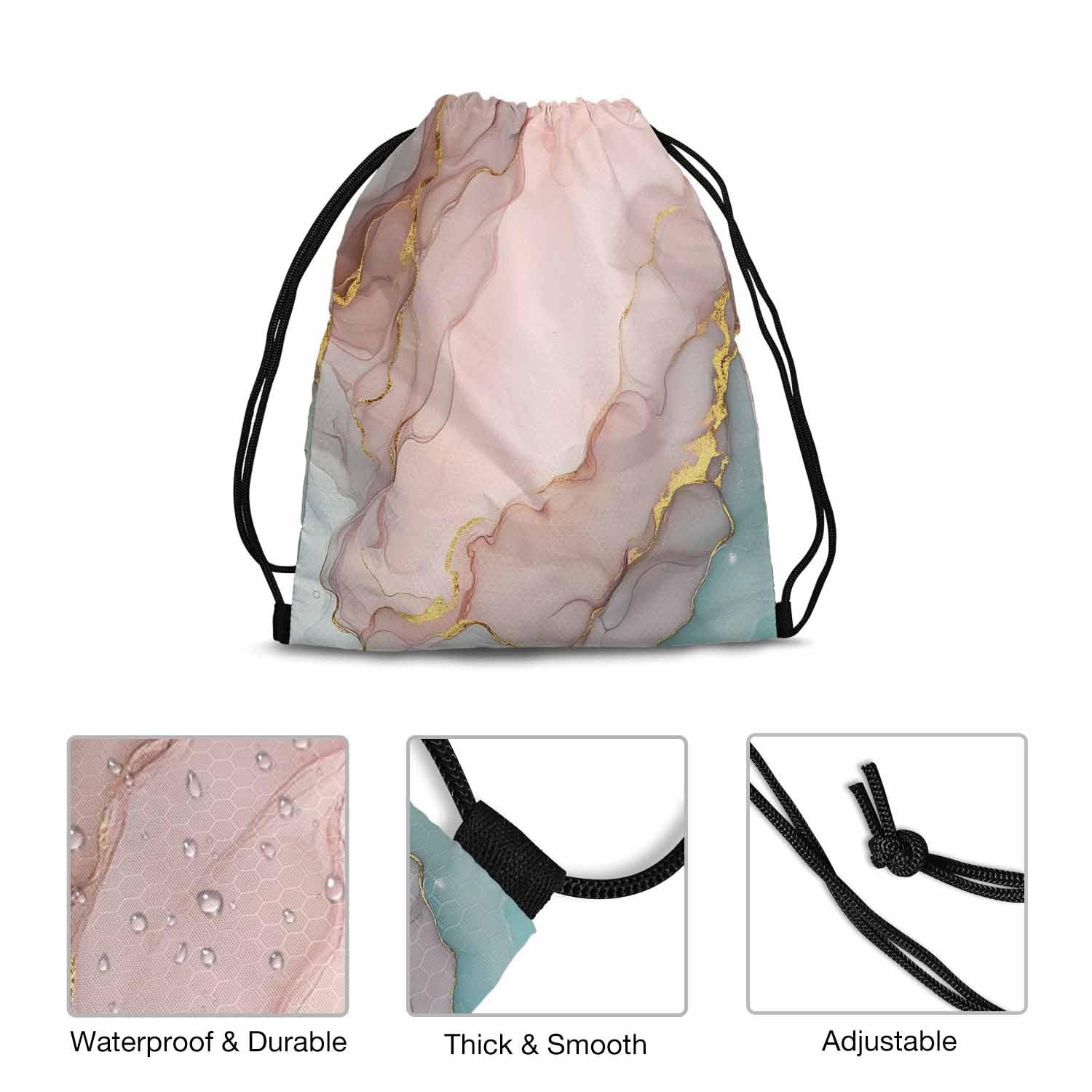 Sotunad Drawstring Gym Backpack Gold Abstract Marble texture, Texture