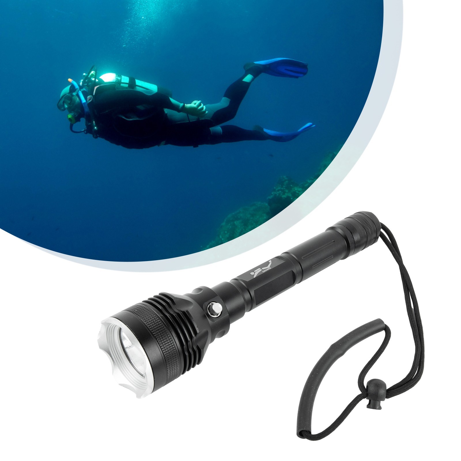 White Light Flashlight Sporting Goods Diving Flashlight Underwater Highlight