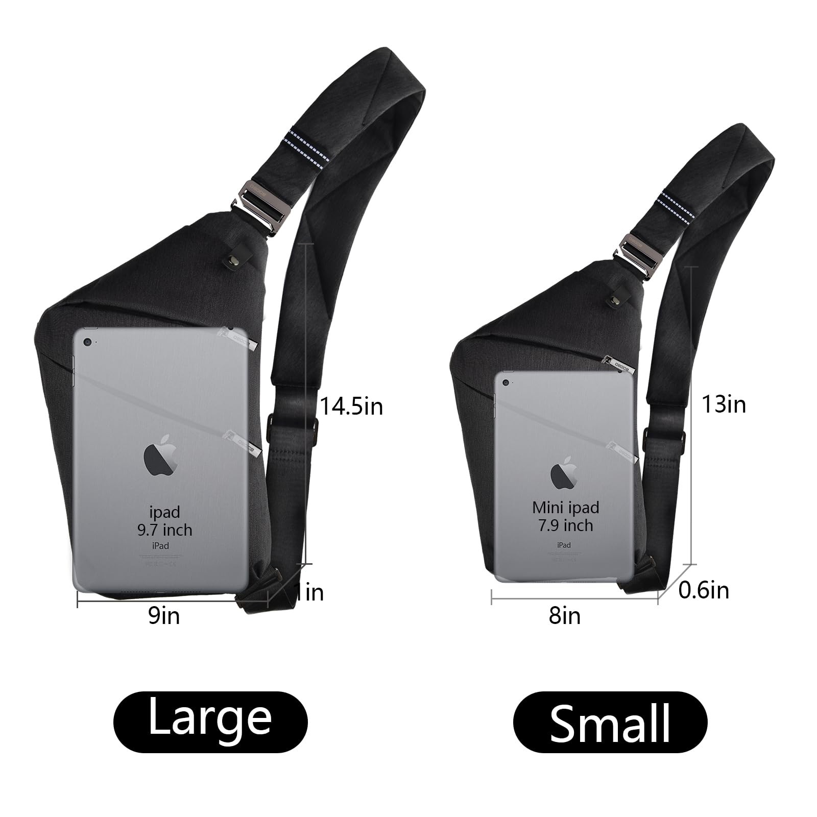 OSOCE Crossbody Sling Bag, Water-Resistant Anti Theft Chest Small, Black
