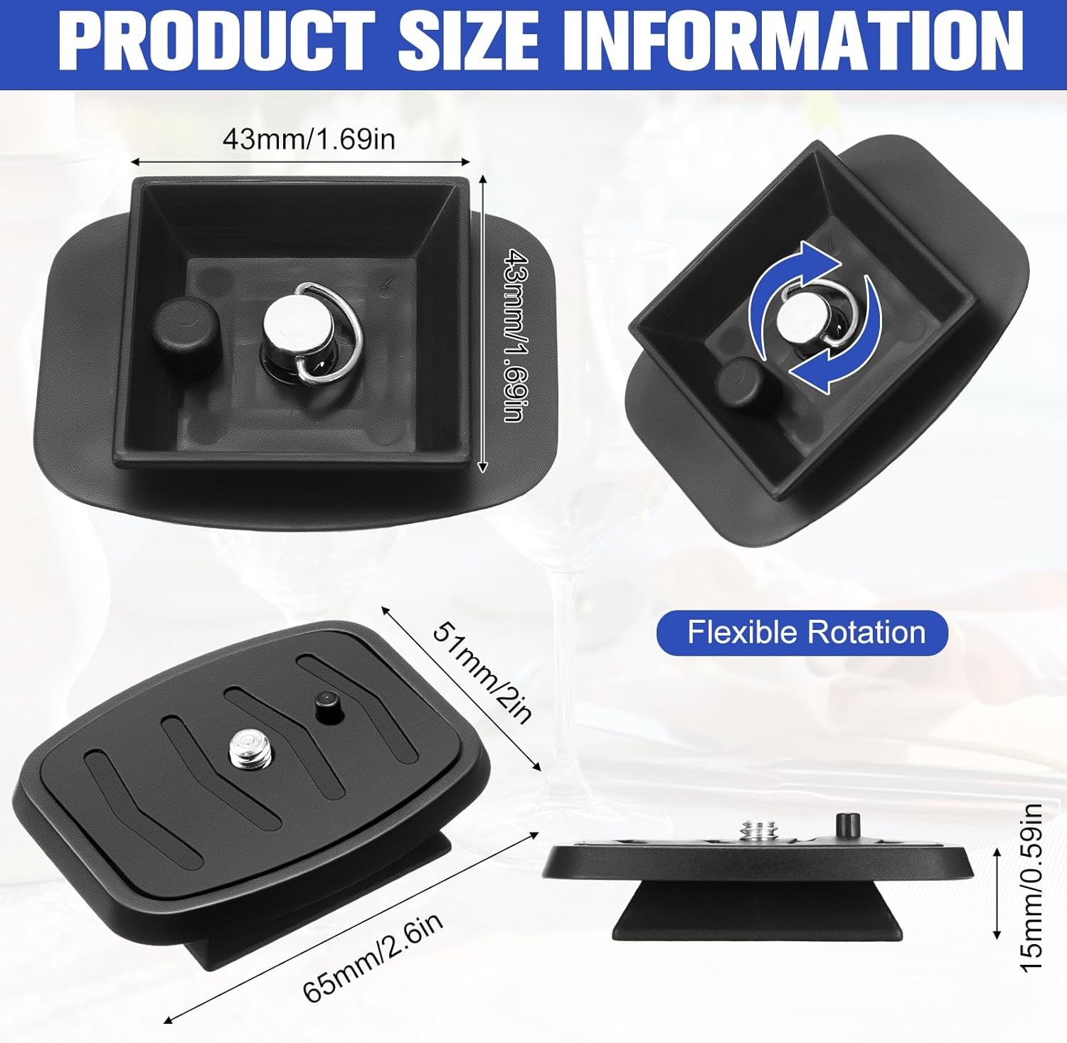 2 Pack 41Mm and 43Mm Tripod Quick Release Plate Camera Mounting Adapter, 2 Sizes
