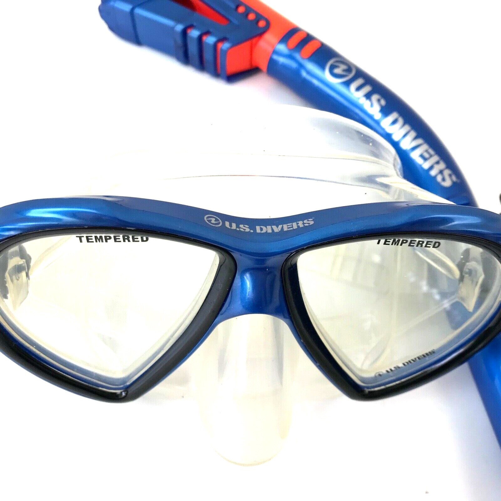 U.S. Divers Pro Series Adult Unisex L/XL 10-13 Snorkel Kit & Carrying Bag Blue